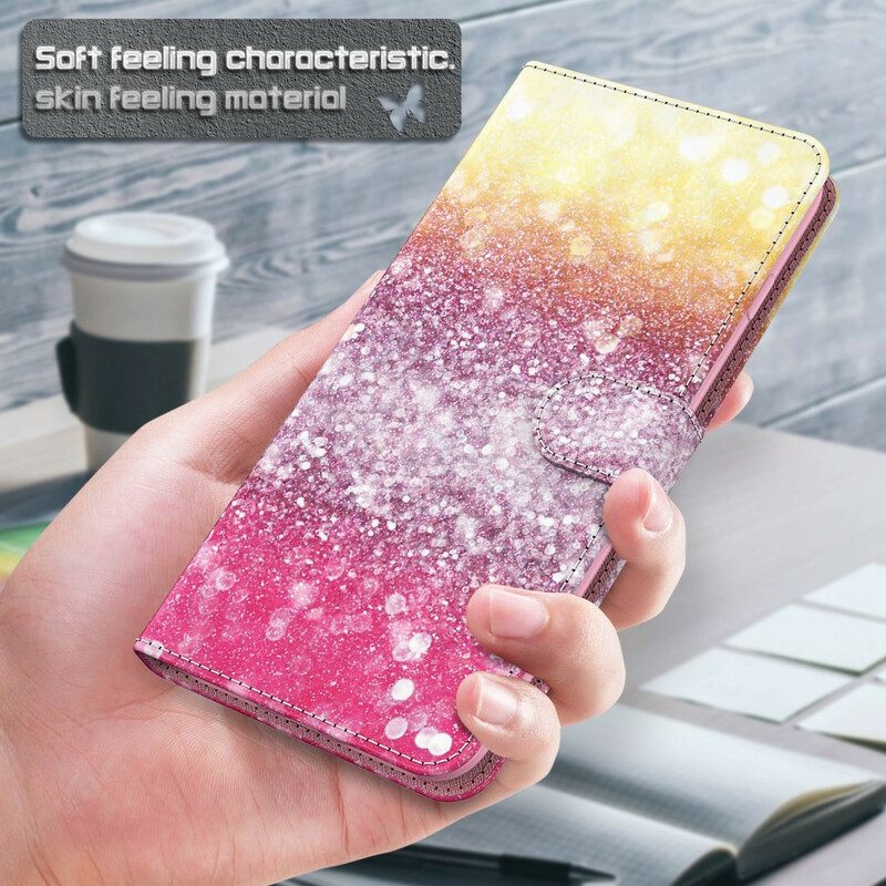 Folio-fodral För Samsung Galaxy S21 Plus 5G Magenta Glittergradient