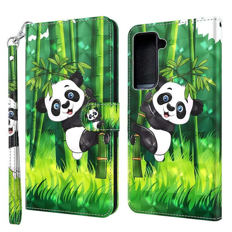 Folio-fodral För Samsung Galaxy S21 Plus 5G Panda Och Bambu