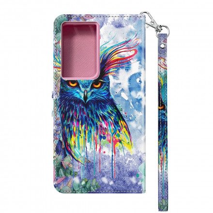 Folio-fodral För Samsung Galaxy S21 Ultra 5G Akvarellfågel