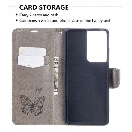Folio-fodral För Samsung Galaxy S21 Ultra 5G Fjärilar Under Flygning Med Snöre