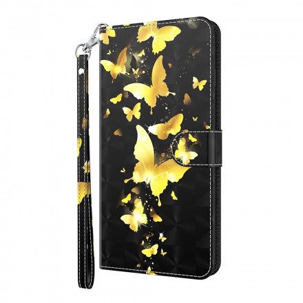 Folio-fodral För Samsung Galaxy S21 Ultra 5G Gula Fjärilar
