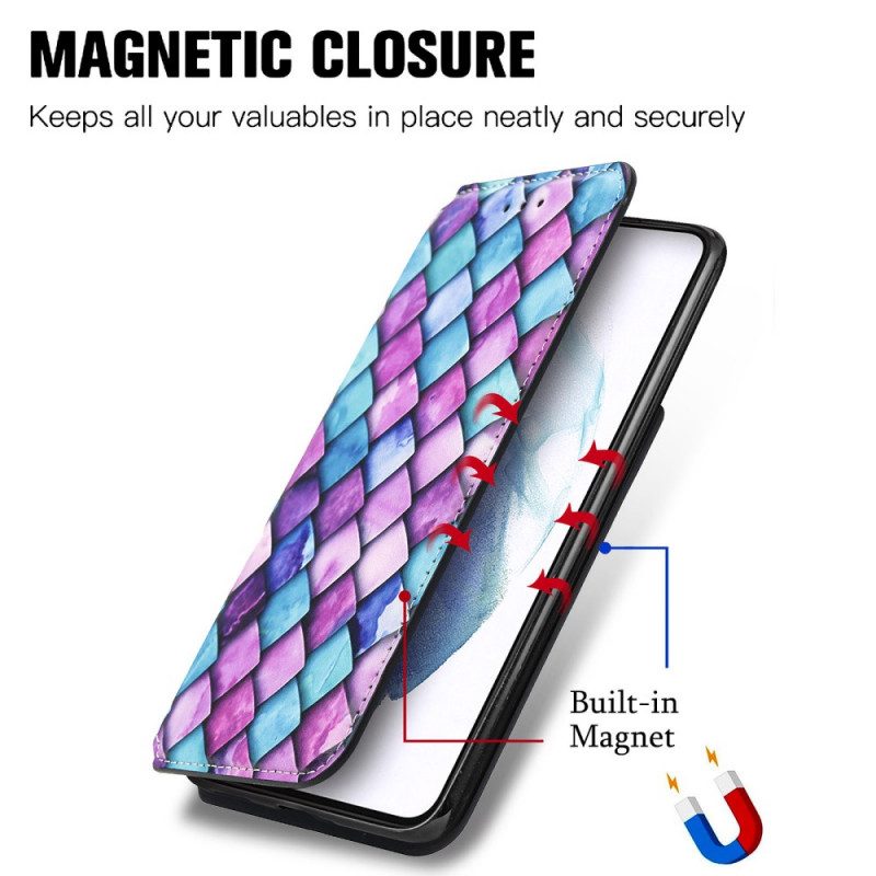 Folio-fodral För Samsung Galaxy S21 Ultra 5G Läderfodral Överraskande Färgglada Mönster