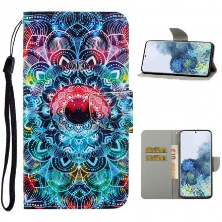 Folio-fodral För Samsung Galaxy S21 Ultra 5G Med Kedjar Flashy Strappy Mandala