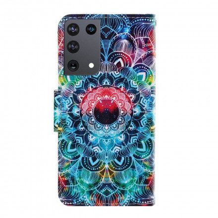 Folio-fodral För Samsung Galaxy S21 Ultra 5G Med Kedjar Flashy Strappy Mandala