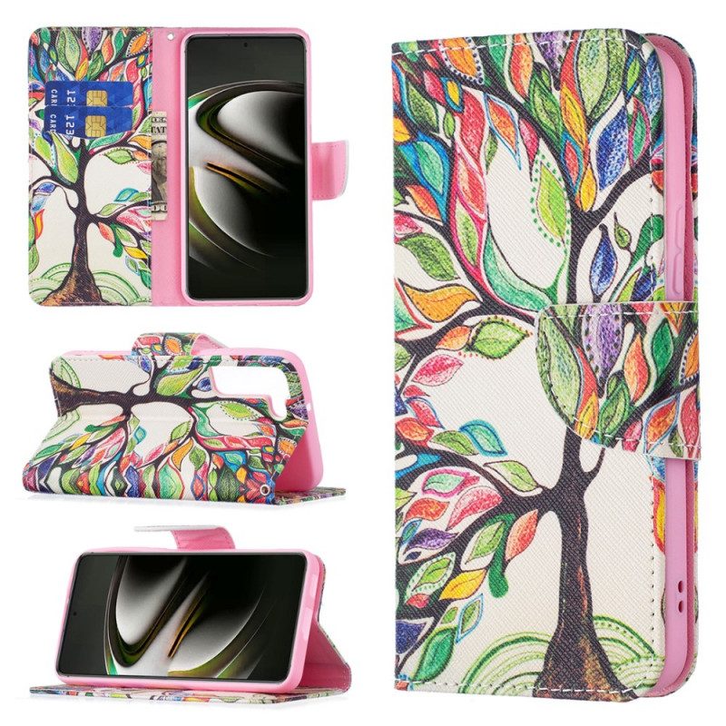 Folio-fodral För Samsung Galaxy S22 5G Färgat Träd