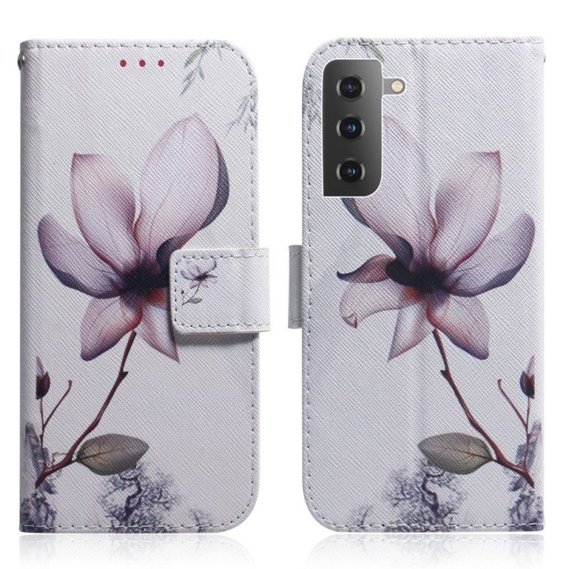 Folio-fodral För Samsung Galaxy S22 5G Gammal Rosenblomma