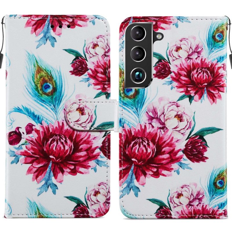 Folio-fodral För Samsung Galaxy S22 5G Intensiva Blommor