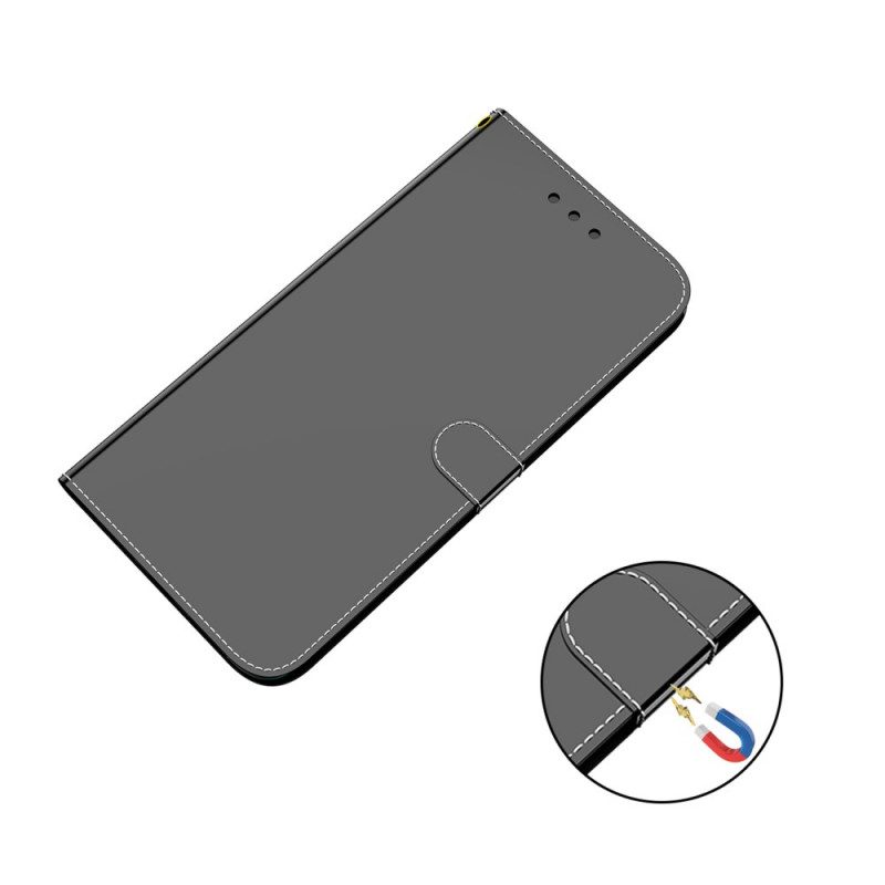 Folio-fodral För Samsung Galaxy S22 5G Konstläderspegel
