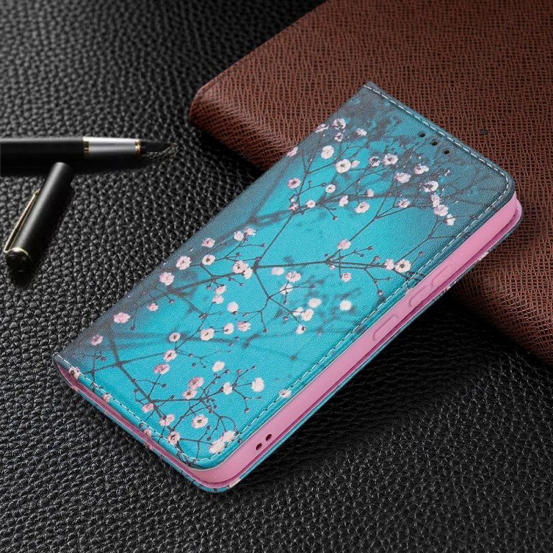 Folio-fodral För Samsung Galaxy S22 5G Läderfodral Blomstrande Grenar