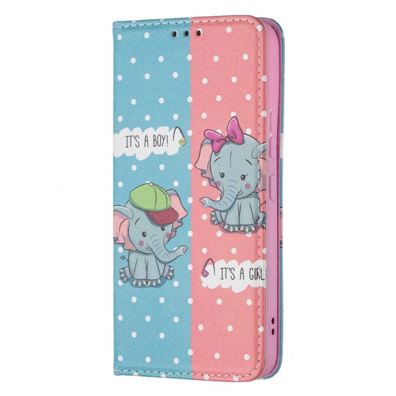 Folio-fodral För Samsung Galaxy S22 5G Läderfodral Elefanter