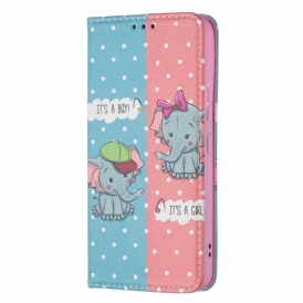 Folio-fodral För Samsung Galaxy S22 5G Läderfodral Elefanter