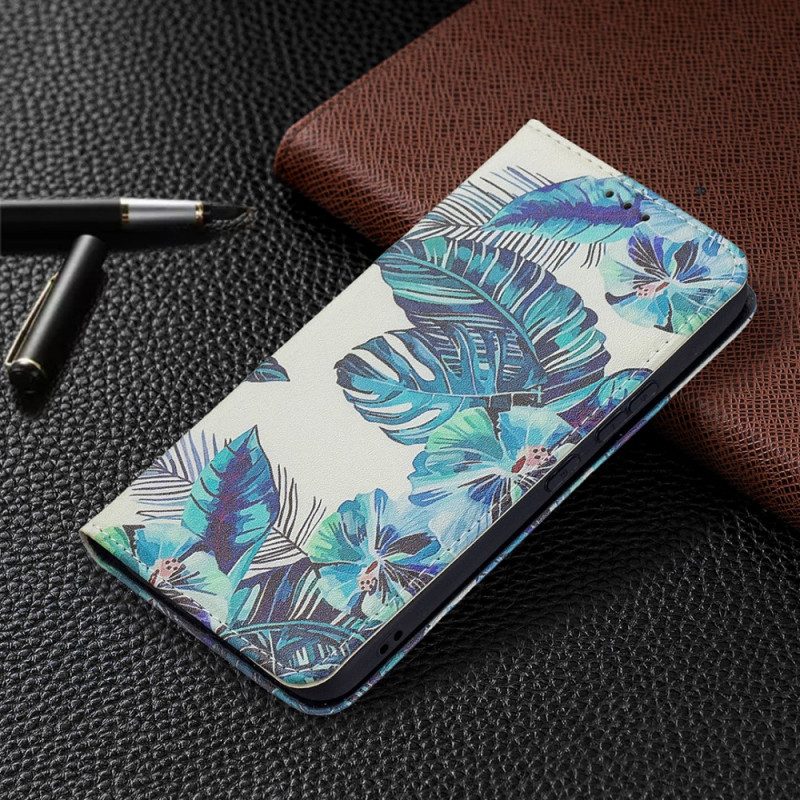 Folio-fodral För Samsung Galaxy S22 5G Läderfodral Löv