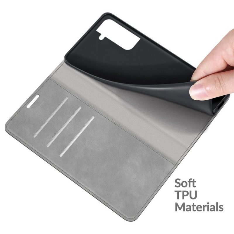Folio-fodral För Samsung Galaxy S22 5G Läderfodral Silky Touch Lädereffekt