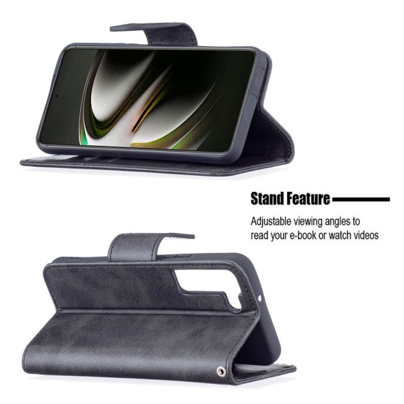 Folio-fodral För Samsung Galaxy S22 5G Läderfodral Slät Sned Klaff