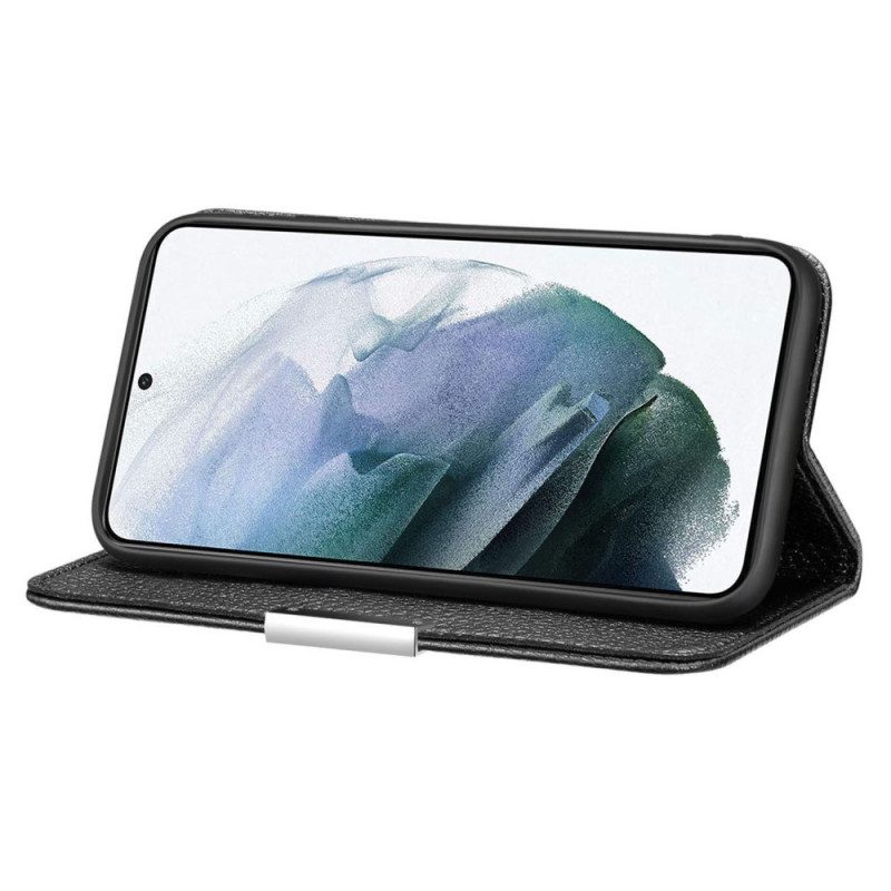 Folio-fodral För Samsung Galaxy S22 5G Läderfodral Ultra Chic Litchi Konstläder
