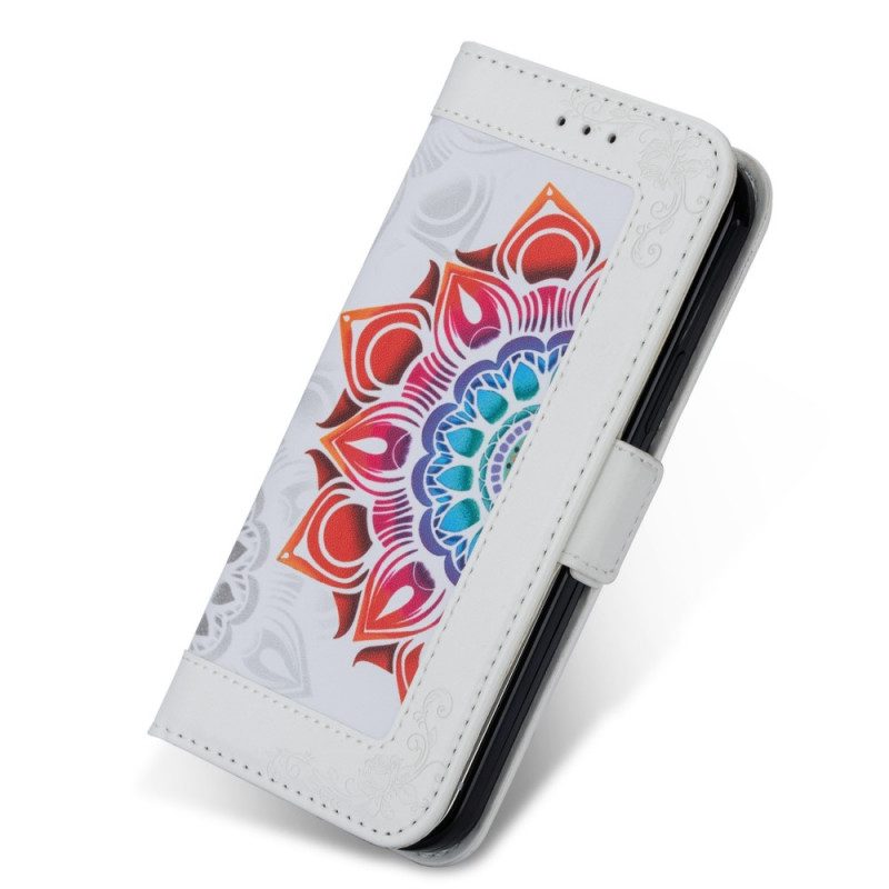 Folio-fodral För Samsung Galaxy S22 5G Med Kedjar Mandala Dekoration Med Rem