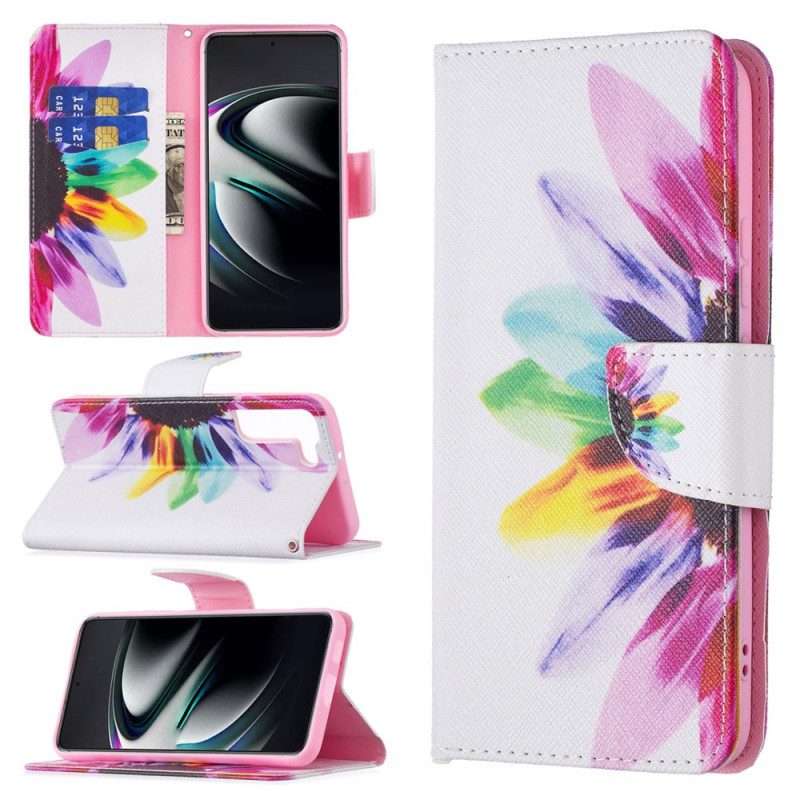 Folio-fodral För Samsung Galaxy S22 Plus 5G Akvarellblomma