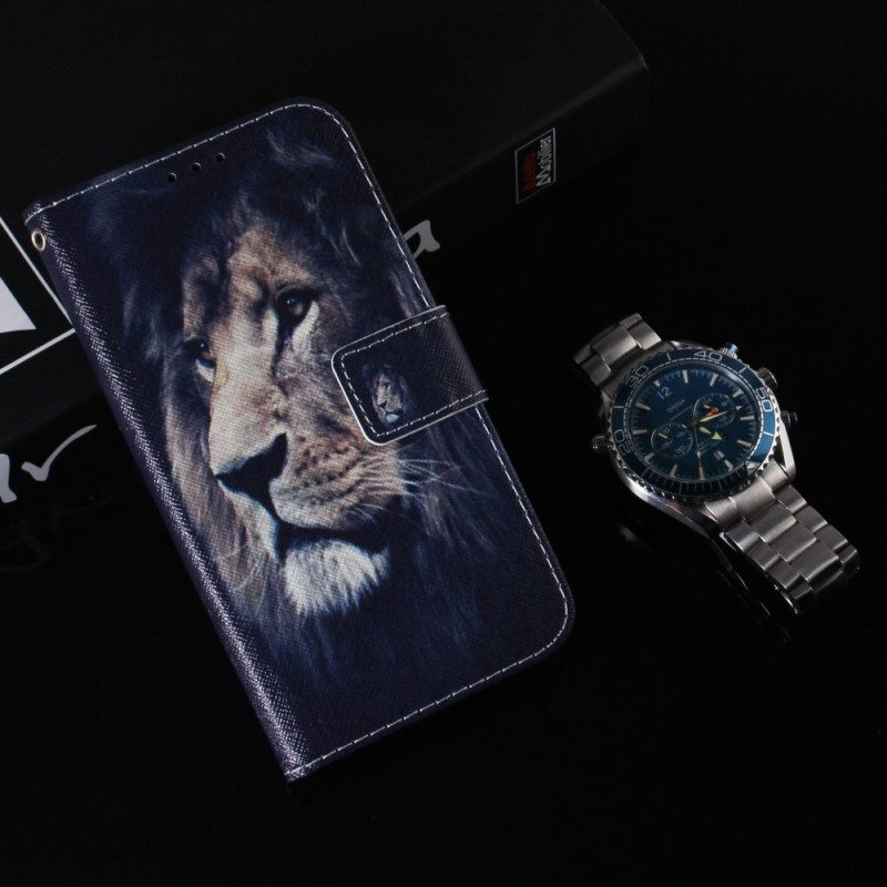 Folio-fodral För Samsung Galaxy S22 Plus 5G Drömmande Lejon