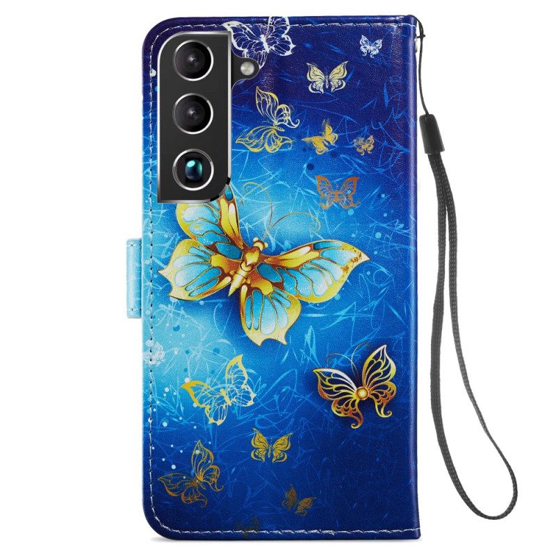 Folio-fodral För Samsung Galaxy S22 Plus 5G Flygande Fjärilar