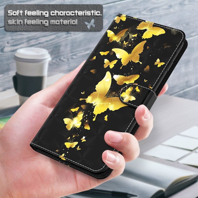 Folio-fodral För Samsung Galaxy S22 Plus 5G Gula Fjärilar