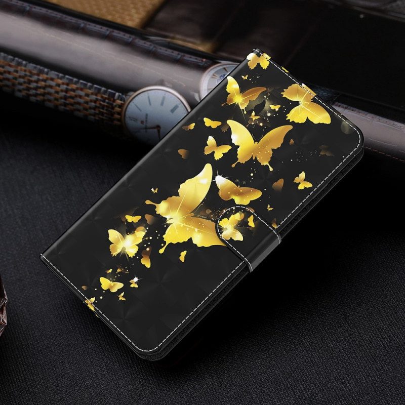 Folio-fodral För Samsung Galaxy S22 Plus 5G Gula Fjärilar