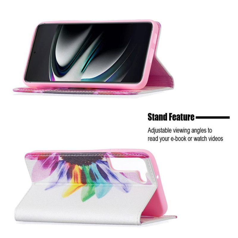 Folio-fodral För Samsung Galaxy S22 Plus 5G Läderfodral Akvarellblomma