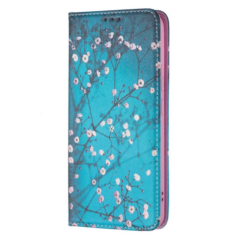 Folio-fodral För Samsung Galaxy S22 Plus 5G Läderfodral Blommande Grenar