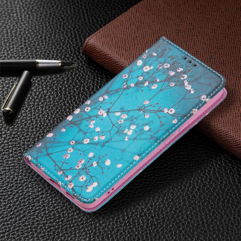 Folio-fodral För Samsung Galaxy S22 Plus 5G Läderfodral Blommande Grenar