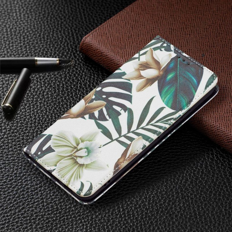 Folio-fodral För Samsung Galaxy S22 Plus 5G Läderfodral Löv