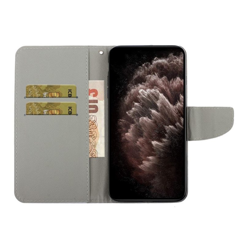 Folio-fodral För Samsung Galaxy S22 Plus 5G Marmor Och Paljetter Med Rem