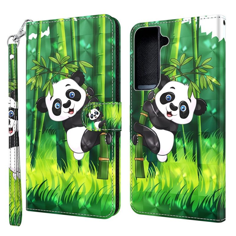 Folio-fodral För Samsung Galaxy S22 Plus 5G Panda Och Bambu