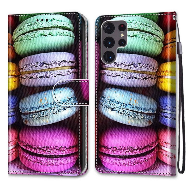 Folio-fodral För Samsung Galaxy S22 Ultra 5G Macaroons