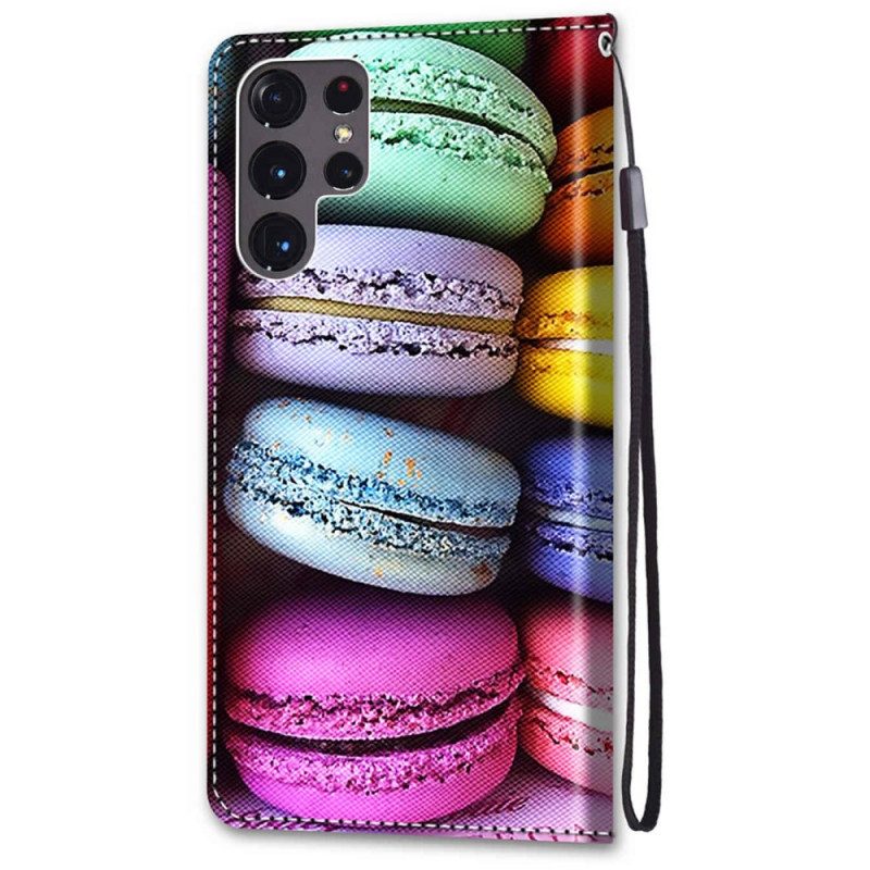 Folio-fodral För Samsung Galaxy S22 Ultra 5G Macaroons