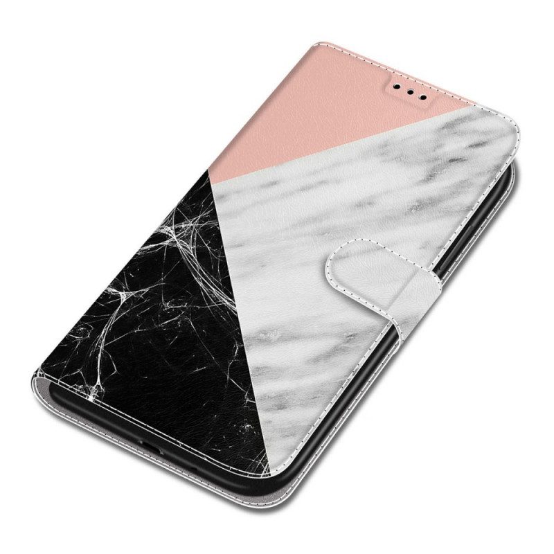 Folio-fodral För Samsung Galaxy S22 Ultra 5G Marmor Elegans Med Rem