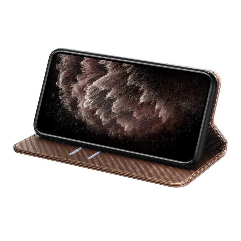 Folio-fodral För Samsung Galaxy S22 Ultra 5G Med Kedjar Läderfodral Kolfiberrem