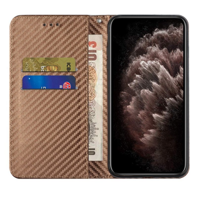 Folio-fodral För Samsung Galaxy S22 Ultra 5G Med Kedjar Läderfodral Kolfiberrem