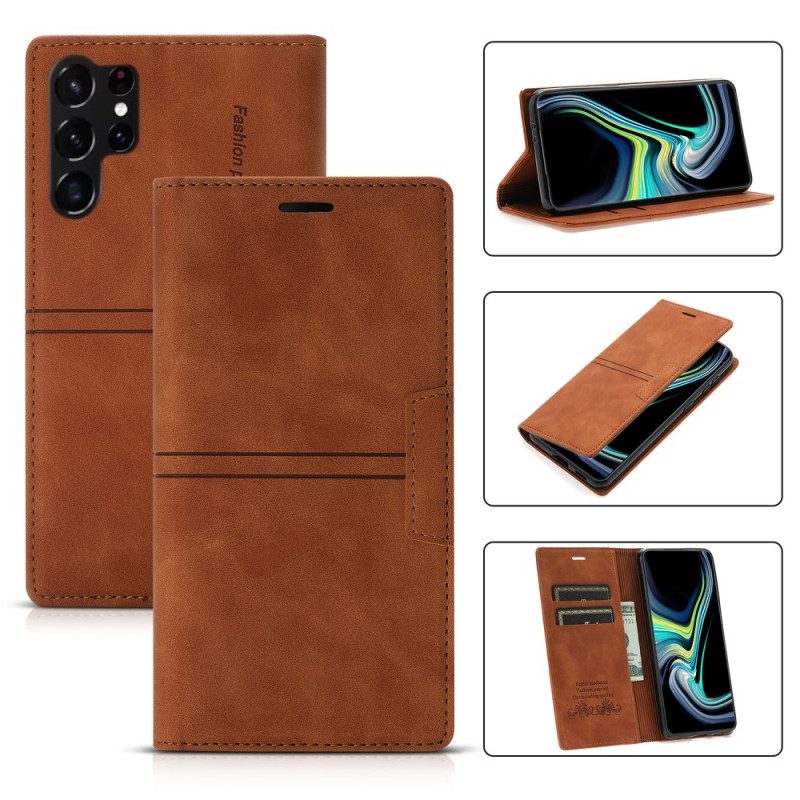 Folio-fodral För Samsung Galaxy S25 Ultra 5g Dubbla Linjer