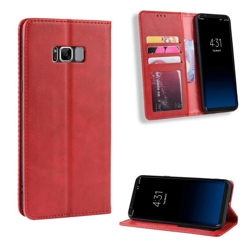 Folio-fodral För Samsung Galaxy S8 Läderfodral Vintage Stiliserad Lädereffekt