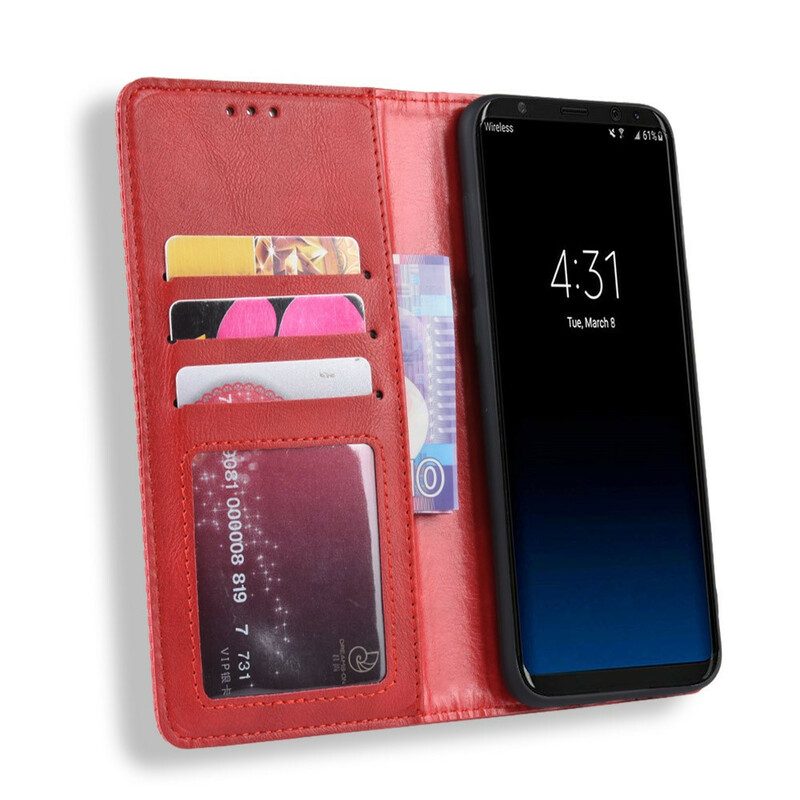 Folio-fodral För Samsung Galaxy S8 Läderfodral Vintage Stiliserad Lädereffekt