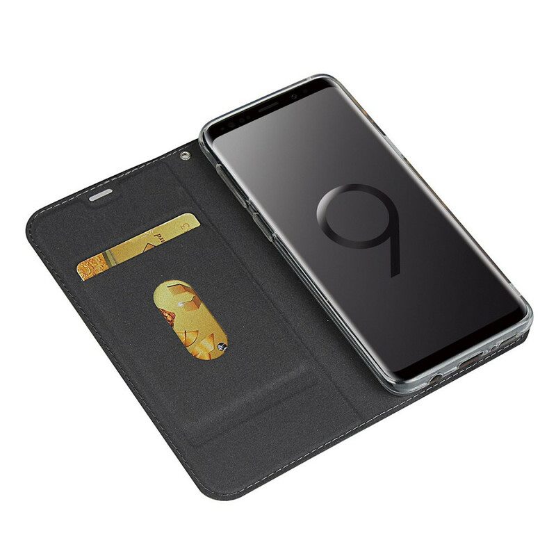 Folio-fodral För Samsung Galaxy S9 Med Kedjar Läderfodral Konfektläderklass Med Rem