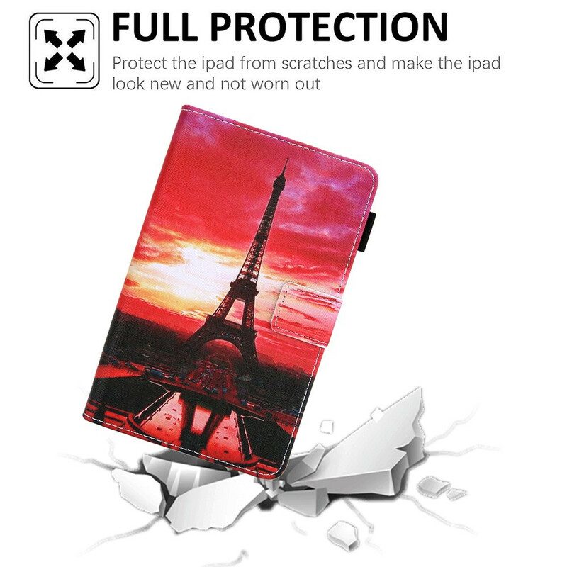 Folio-fodral För Samsung Galaxy Tab A7 Lite Solnedgång Eiffeltornet