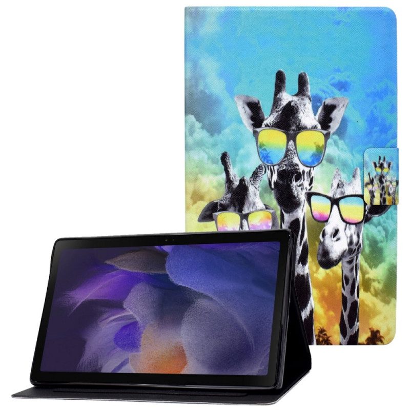 Folio-fodral För Samsung Galaxy Tab A8 Funky Giraffer