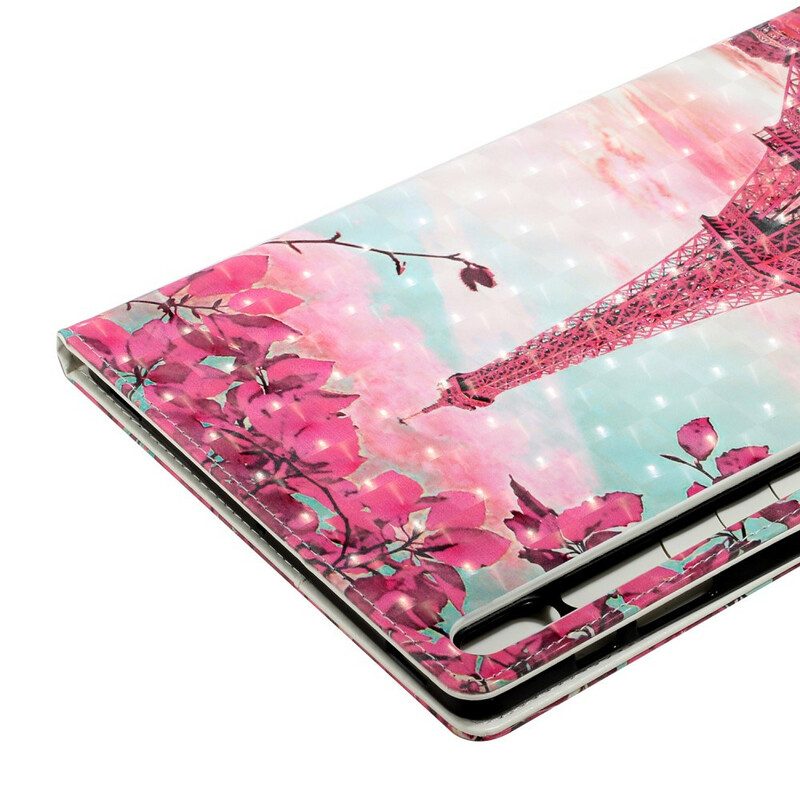 Folio-fodral För Samsung Galaxy Tab S7 Plus / Tab S8 Plus Blommigt Eiffeltorn