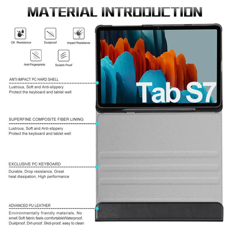 Folio-fodral För Samsung Galaxy Tab S7 / Tab S8 Premium Läderstil