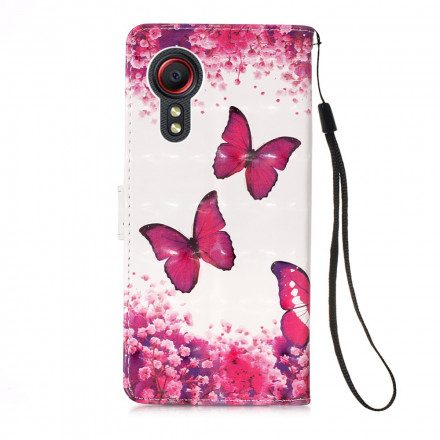 Folio-fodral För Samsung Galaxy XCover 5 Röda Fjärilar