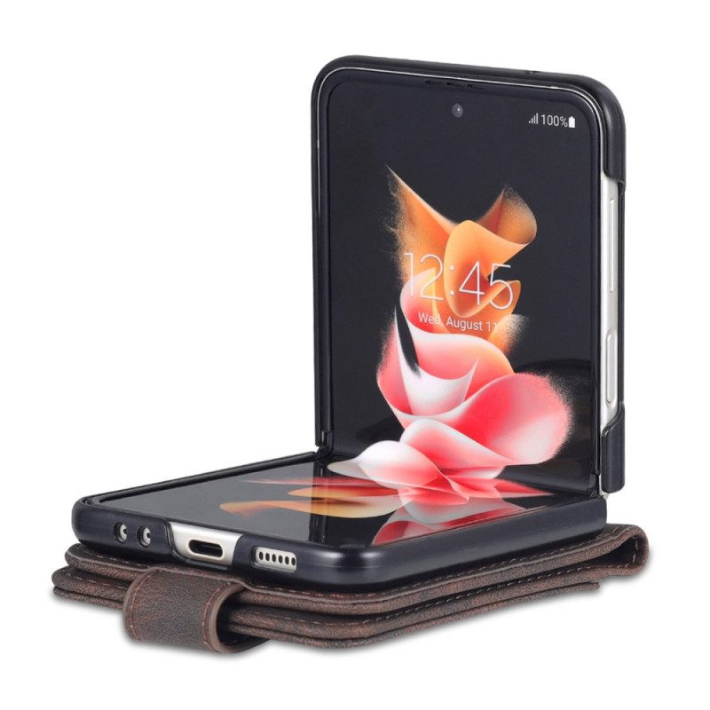 Folio-fodral För Samsung Galaxy Z Flip 3 5G Läderfodral Lädereffektkorthållare Och Rem Azns