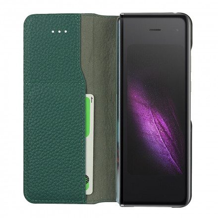 Folio-fodral För Samsung Galaxy Z Fold 2 Läderfodral Äkta Litchi Läder