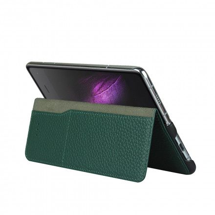 Folio-fodral För Samsung Galaxy Z Fold 2 Läderfodral Äkta Litchi Läder