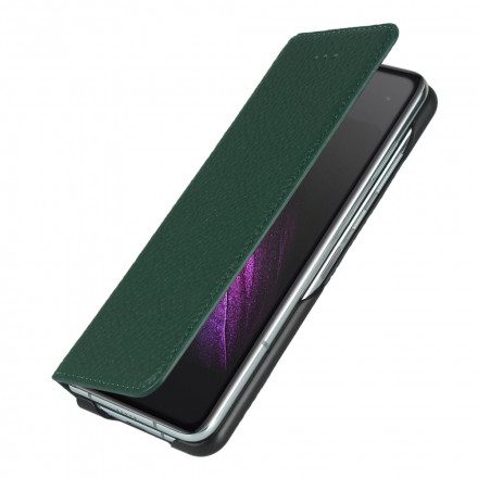 Folio-fodral För Samsung Galaxy Z Fold 2 Läderfodral Äkta Litchi Läder