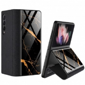 Folio-fodral För Samsung Galaxy Z Fold 3 5G Läderfodral Gkk Marmor Härdat Glas